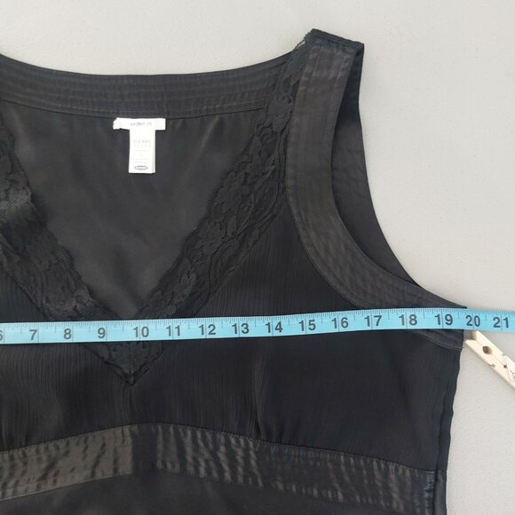 VTG Old Navy Silk Y2K Camisole Lace Trim Black Tank Whimsigoth Babydoll Feminine - Picture 11 of 16